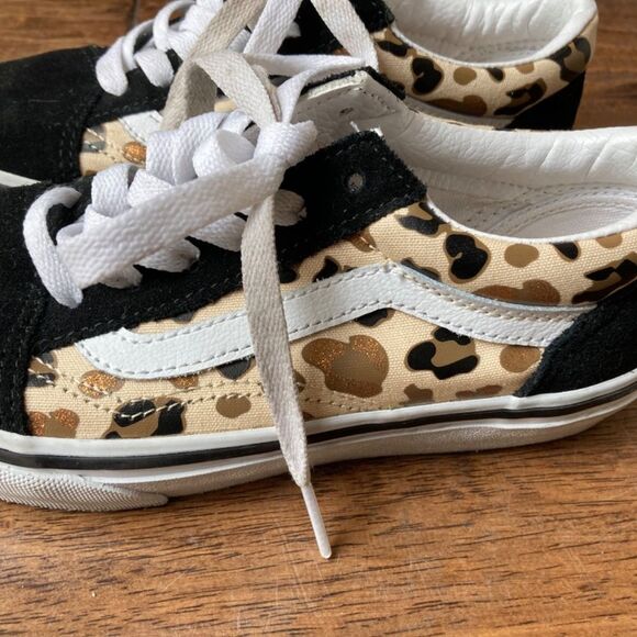 Vans Kids Old Skool Leopard Glitter Sneaker Sz 2.5 - Picture 9 of 10